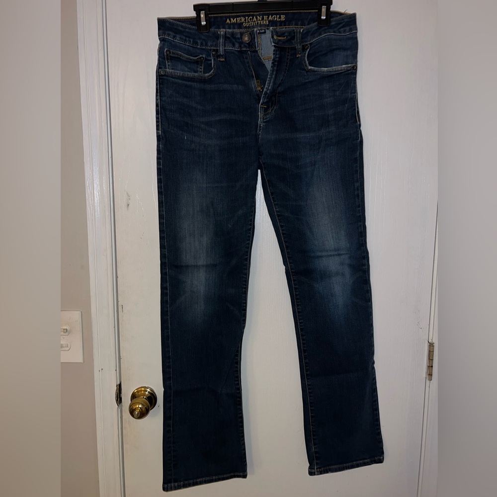Men’s American Eagle Outfitters Dark Blue Straight Leg Jeans 32x34 - Straight